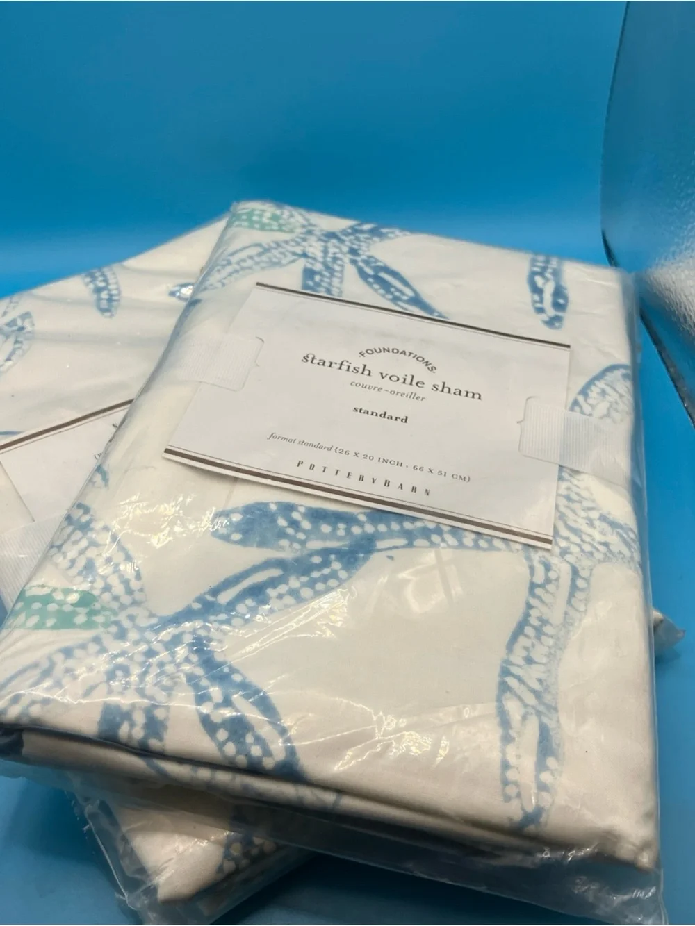 Pottery Barn standard pillow shams set of 2 , cotton , Starfish Coastal Motif